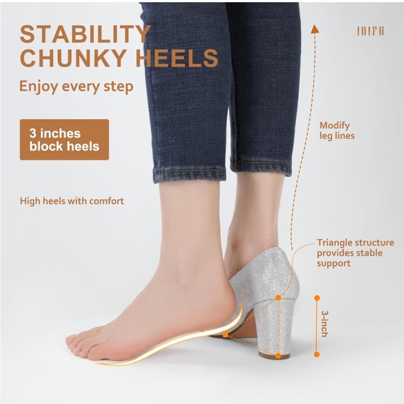 New in box! Size 5.5 silver glitter chunky heel. - Picture 3 of 10